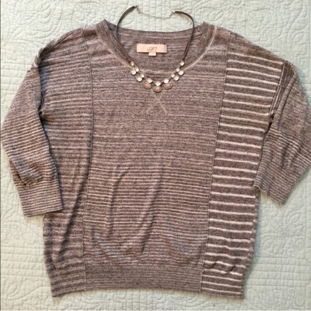 Gray and white Ann Taylor Loft Sweater